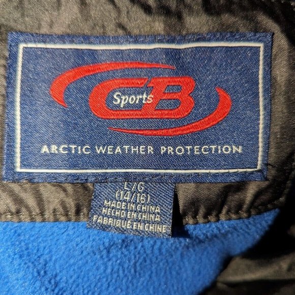 CB Sports Athletic Weather Protection Black Blue Lined Hooded Puff Jacket 14/16 - Picture 6 of 11
